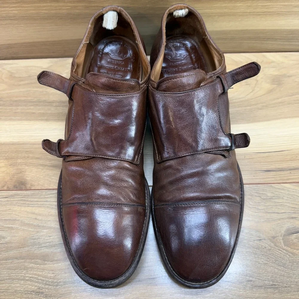 Officine Creative Double Monk Strap Dress Mens 12 EU 45 Brown Burnished Cap Toe